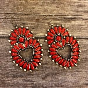 Floral concho heart earrings